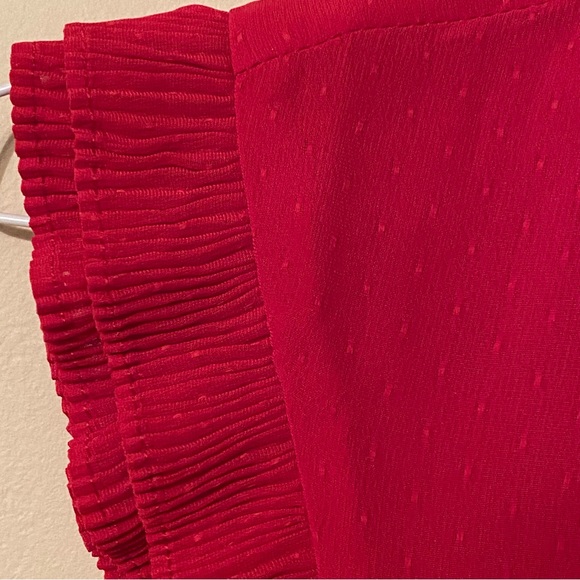 H&M red dress mini length cap sleeves elastic waist flowing material size 0 - Picture 7 of 15